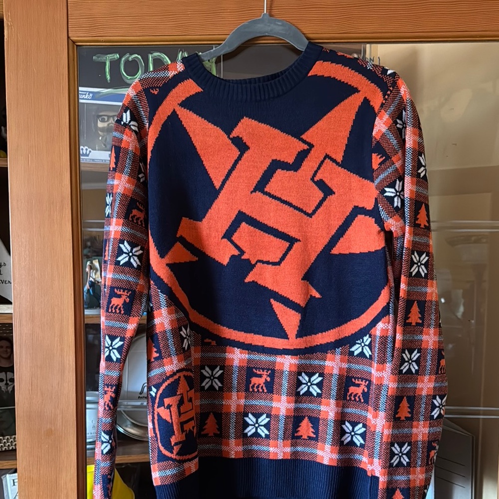 Genuine Merchandise Astros Blue and Orange Crewneck Sweater